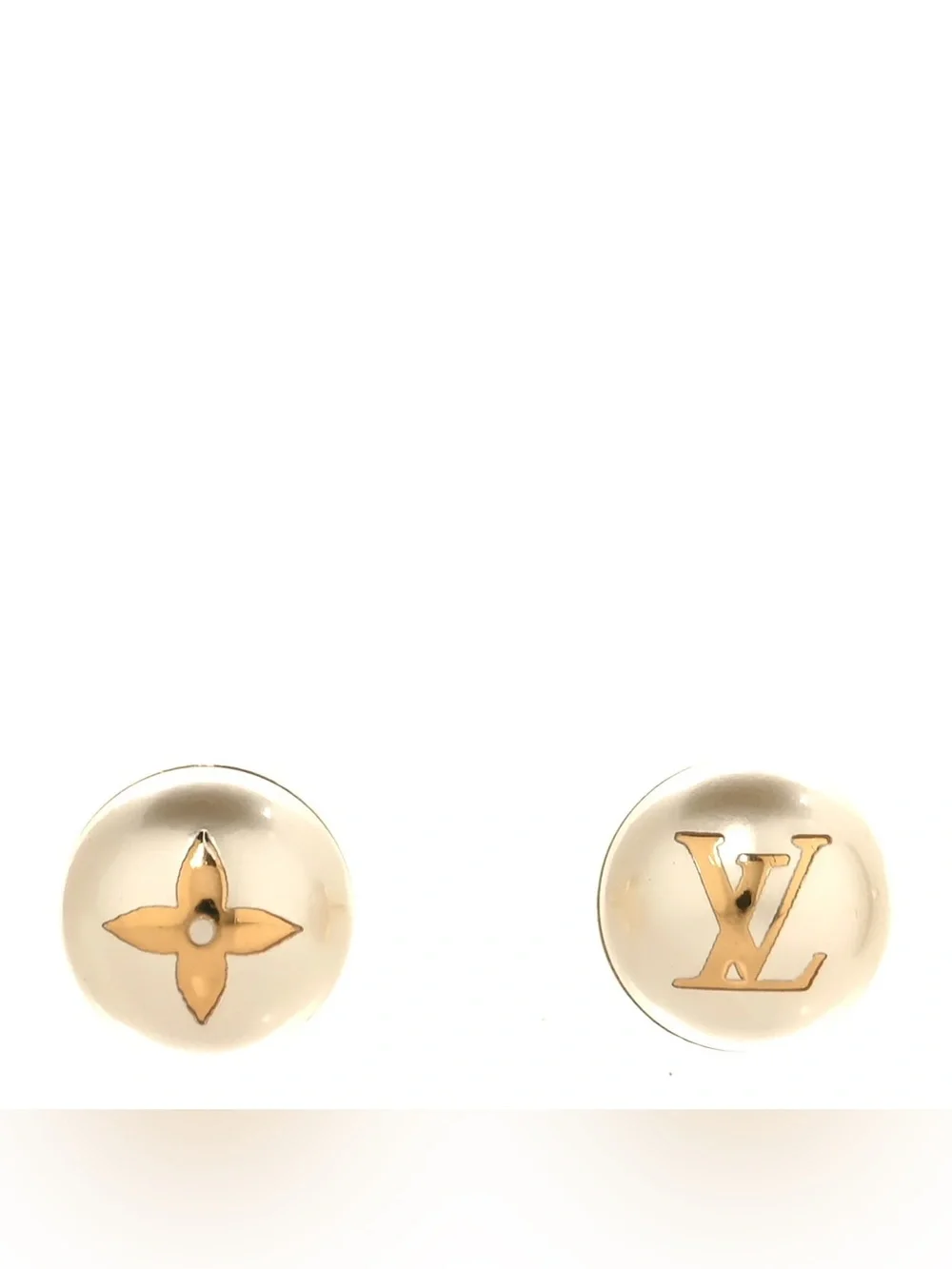 Louis Vuitton My Mix Stud Earrings White/Gold Faux Pearl Metal w pouch - Picture 4 of 10